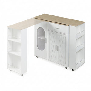 Mesa de comedor extensible Kudebola 115x40x94 cm aspecto roble/blanco [en.casa]