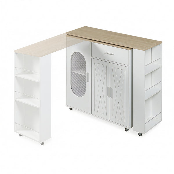 Mesa de comedor extensible Kudebola 115x40x94 cm aspecto roble/blanco [en.casa]