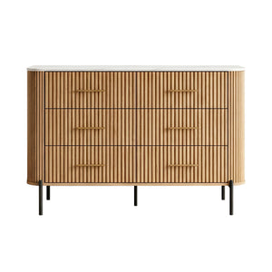 Cómoda Kokunse con 6 cajones 120x42x78 cm aspecto roble [en.casa]