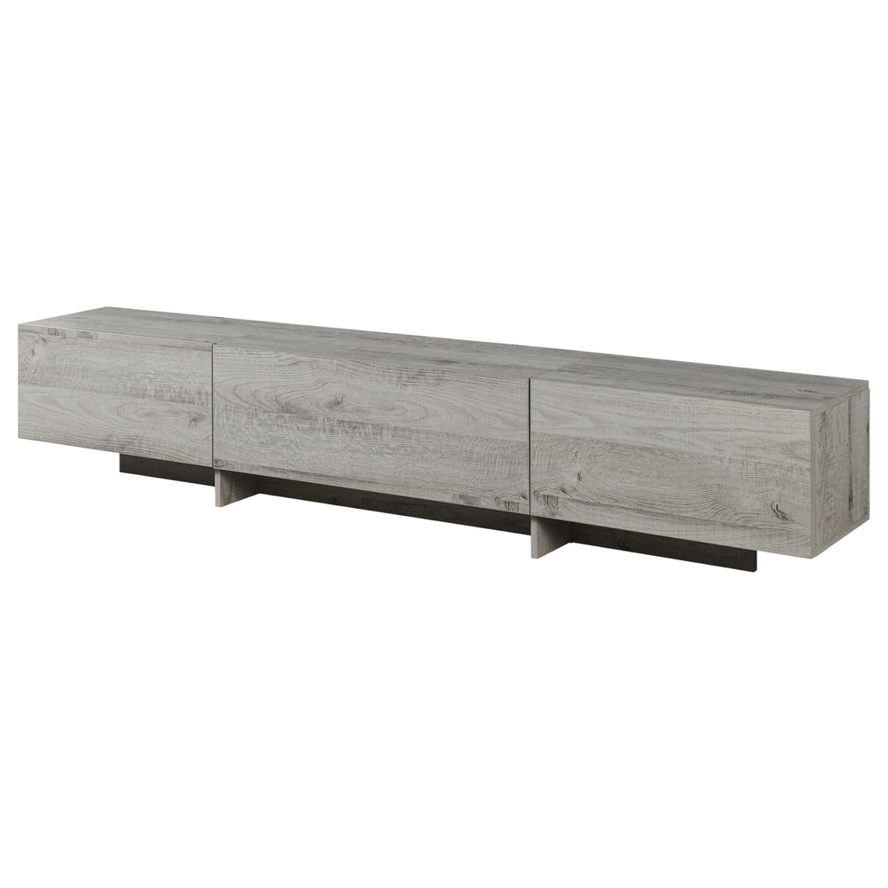 Mueble de televisión Kapipimso con 3 puertas abatibles 194x31x37 cm efecto roble, gris [en.casa]
