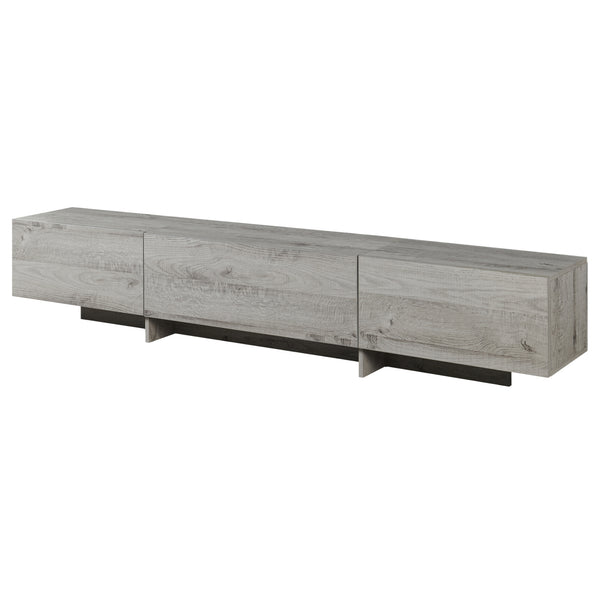 Mueble de televisión Kapipimso con 3 puertas abatibles 194x31x37 cm efecto roble, gris [en.casa]