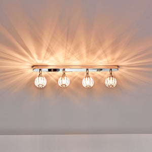 Lámpara de techo 4 bolas de cristal 49cm Lámpara de techo moderna Lámpara de efecto [Lux.Pro]