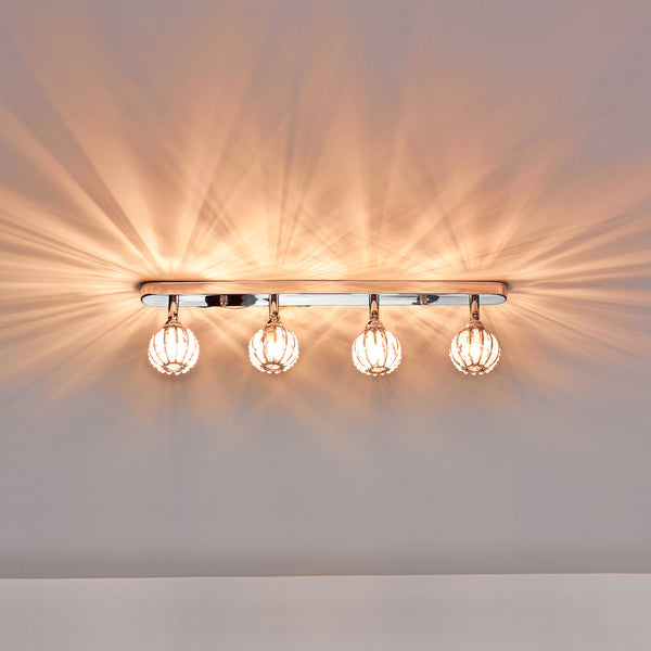 Lámpara de techo 4 bolas de cristal 49cm Lámpara de techo moderna Lámpara de efecto [Lux.Pro]