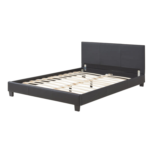 Cama de cuero sintético Albacete 140x200 cm Negro Corium
