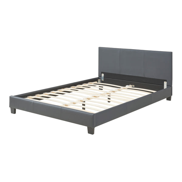 Cama de cuero sintético Albacete 140x200 cm Gris oscuro Corium