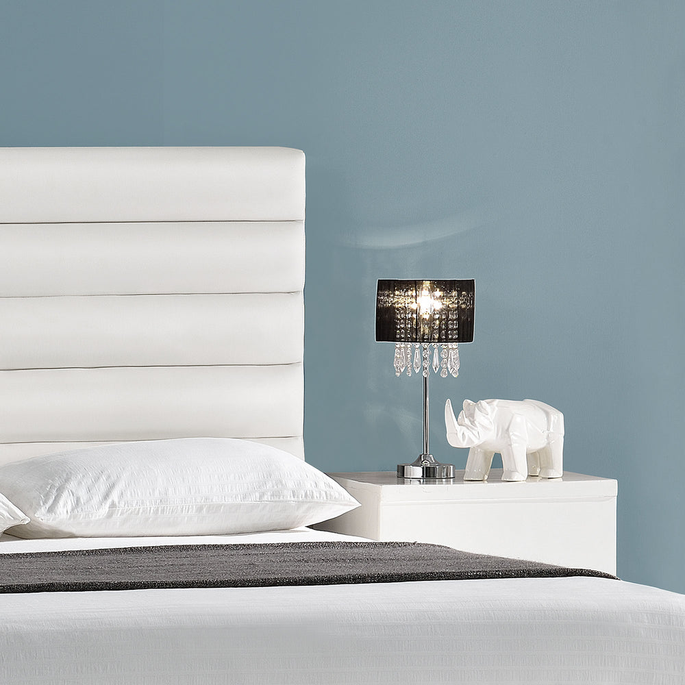 Lámpara de mesa negra [40 cm x Ø20 cm] Lámpara de mesa cristal tela [lux.pro]