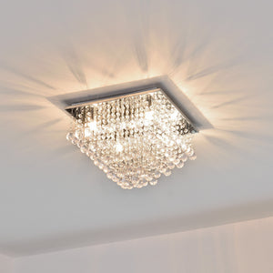 Lámpara de techo de cristal [38x38cm] Lámpara de techo candelabro lámpara de habitación cromo [lux.pro]