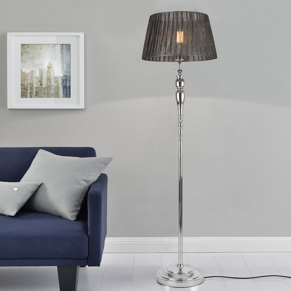 Lámpara de pie Lingen 151 cm E27 60W Metal Cromo/Gris lux.pro
