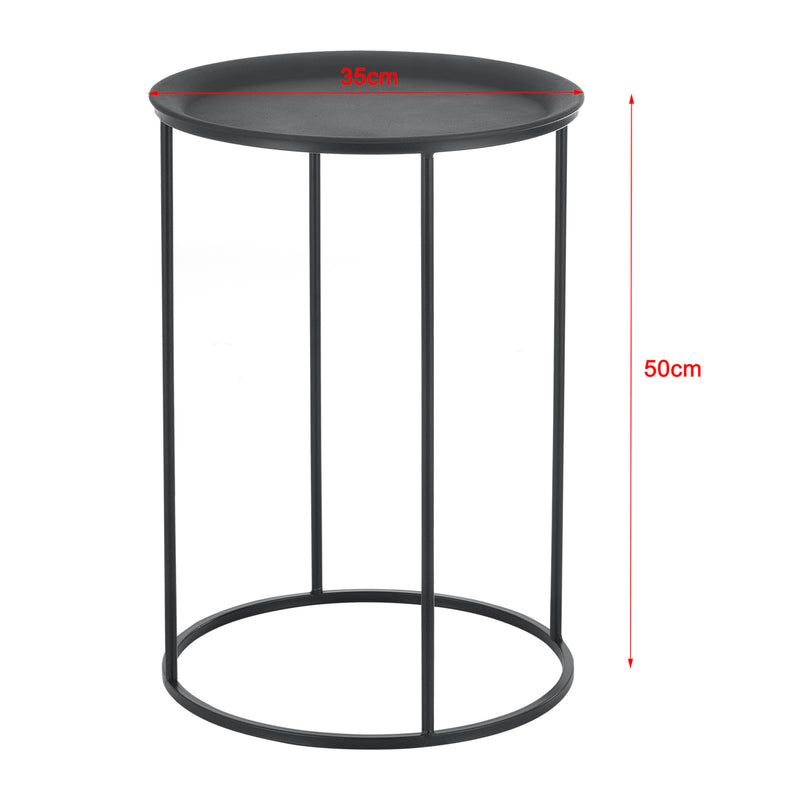 Esquema acotado Mesa auxiliar Anaklia juego de 3 redondas metal negro en.casa