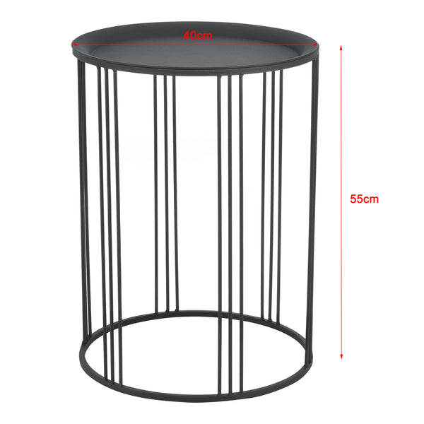 Mesa auxiliar Batumi juego de 2 redondas metal negro en.casa