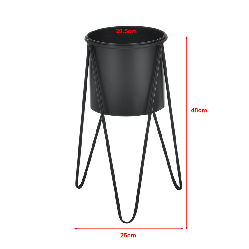 Esquema acotado Soporte para plantas Hedera en juego de 2 piezas Metal Negro [en.casa]