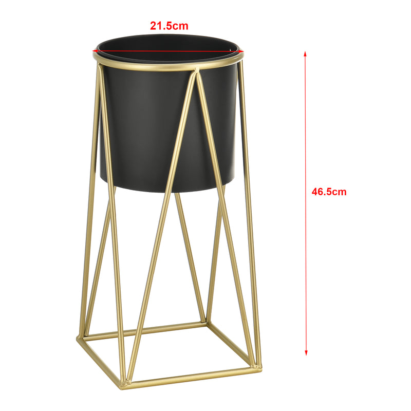 Esquema acotado Soporte para plantas Lennik juego de 2 piezas metal negro color latón [en.casa]