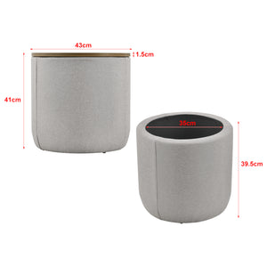 Mesa auxiliar Napier con almacenamiento Redonda Gris/Madera en.casa