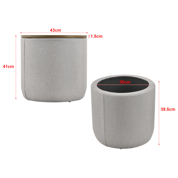 Mesa auxiliar Napier con almacenamiento Redonda Gris/Madera en.casa