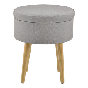 Mesa auxiliar Aurere Ø 36 cm Tapizado con espacio de almacenamiento Madera natural/Gris en.casa