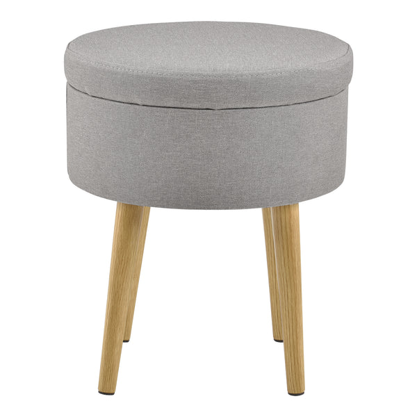 Mesa auxiliar Aurere Ø 36 cm Tapizado con espacio de almacenamiento Madera natural/Gris en.casa