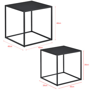 Mesa auxiliar Morsum juego de 2 diseño industrial negro [en.casa]