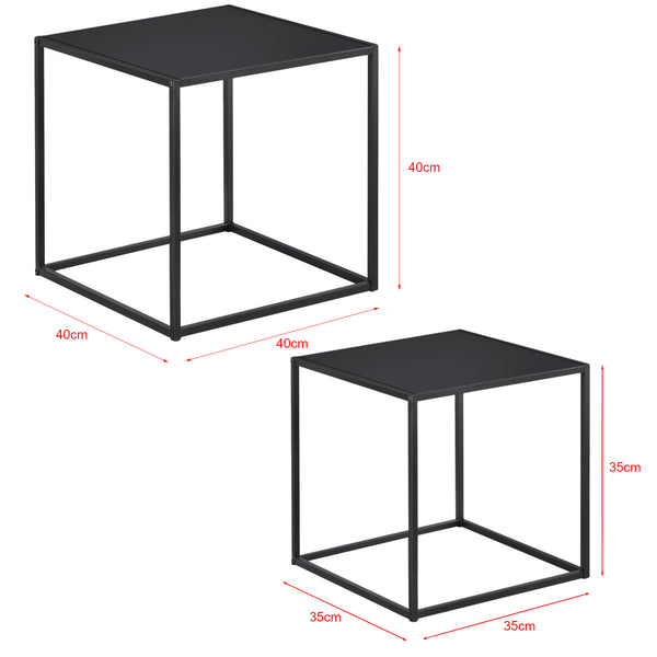 Mesa auxiliar Morsum juego de 2 diseño industrial negro [en.casa]