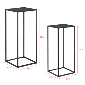 Mesa auxiliar Barbaricina juego de 2 forma de columna negro [en.casa]