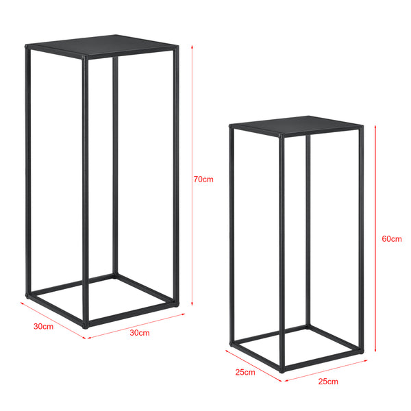Mesa auxiliar Barbaricina juego de 2 forma de columna negro [en.casa]