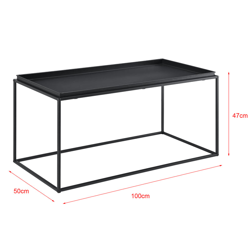 Esquema acotado Mesa de centro Nyker 47x100x50 cm Diseño industrial Negro en.casa