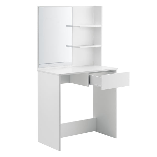Tocador Rustenburg 141x75x40 cm con espejo y cajón Blanco en.casa