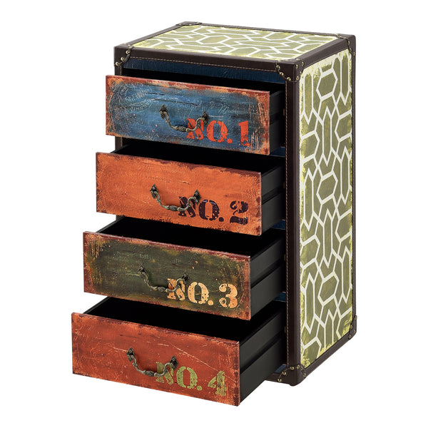 Cómoda Geeste 66x40x30 cm con 4 cajones Cuero sintético Multicolor en.casa