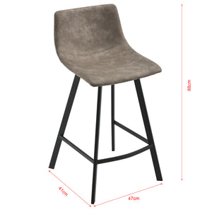 Set de 2 taburetes de bar Edinburgh con patas de metal Imitación de ante Acolchado Gris oscuro en.casa