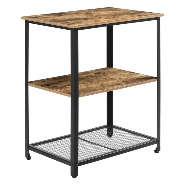 Carrito de servicio Freiburg Carro con estante Negro/Color madera en.casa