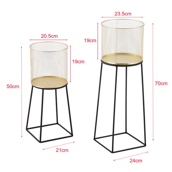 Soporte para macetas Meise de 2 piezas en negro y dorado en.casa