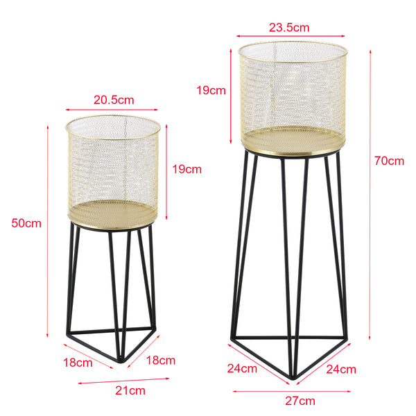 Soporte para macetas Menen 2 piezas Negro-Dorado en.casa