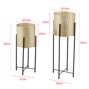 Soporte para macetas Mol 2 piezas Negro-Dorado en.casa