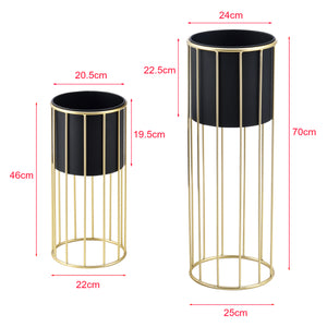 Soporte para macetas Mortsel juego de 2 piezas metal negro-dorado [en.casa]