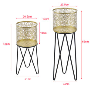 Soporte para macetas Marchin 2 piezas Negro-Dorado en.casa