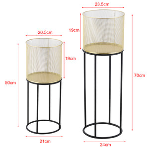 Soporte para macetas Manhay 2 piezas Negro-Dorado en.casa