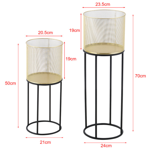 Soporte para macetas Manhay 2 piezas Negro-Dorado en.casa