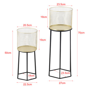 Soporte para macetas Merelbeke de 2 piezas en negro y dorado en.casa