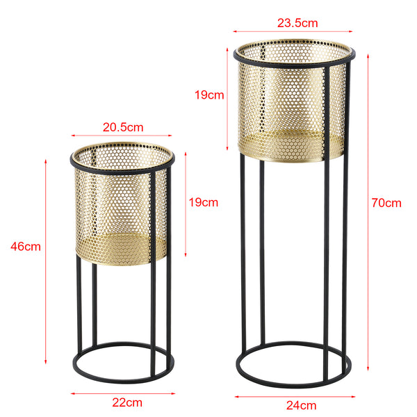 Soporte para macetas Malmedy 2 piezas Negro-Dorado en.casa