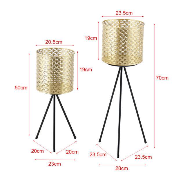 Soporte para macetas Mechelen de 2 piezas Negro-Dorado en.casa