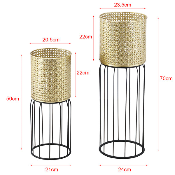 Soporte para macetas Maaseik de 2 piezas Negro-Dorado en.casa