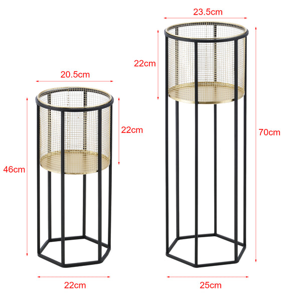 Soporte para macetas Malgedem 2 piezas Negro-Dorado en.casa