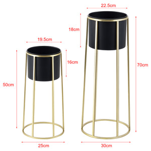 Soporte para maceta Macon 2 piezas Negro-Dorado en.casa