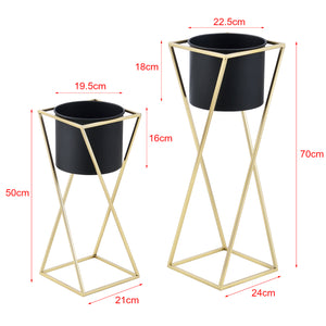 Soporte para macetas Mons 2 piezas Negro-Dorado en.casa