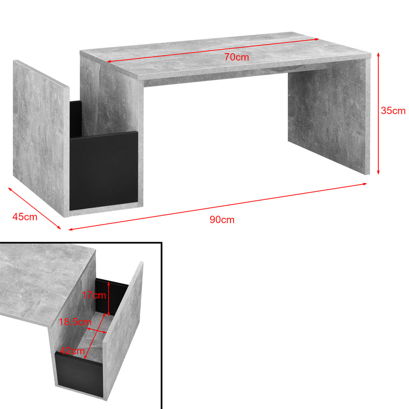 Esquema acotado Mesa de centro Bollnäs 90x45x35 cm con compartimento de almacenamiento varios colores en.casa