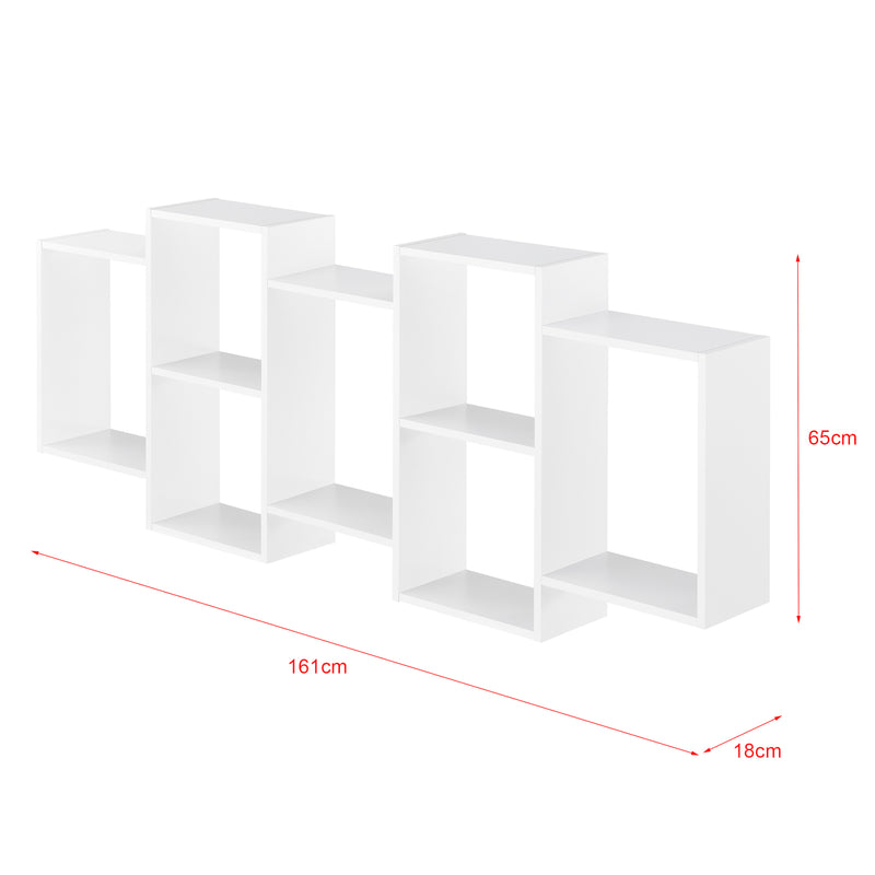 Esquema acotado Estantería para Pared Jessheim con 7 compartimientos 161x18x65cm - Blanco [en.casa]
