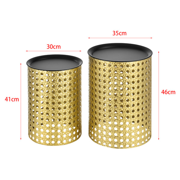 Mesa auxiliar Theux juego de 2 negro/dorado en.casa