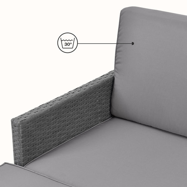 Conjunto de muebles de jardín Murcia ratán 3 piezas. Gris oscuro/Gris claro [en.casa]