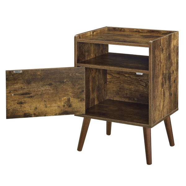 Mesa auxiliar Olofström 66x45x35cm con compartimento de armario Tono de madera oscura en.casa