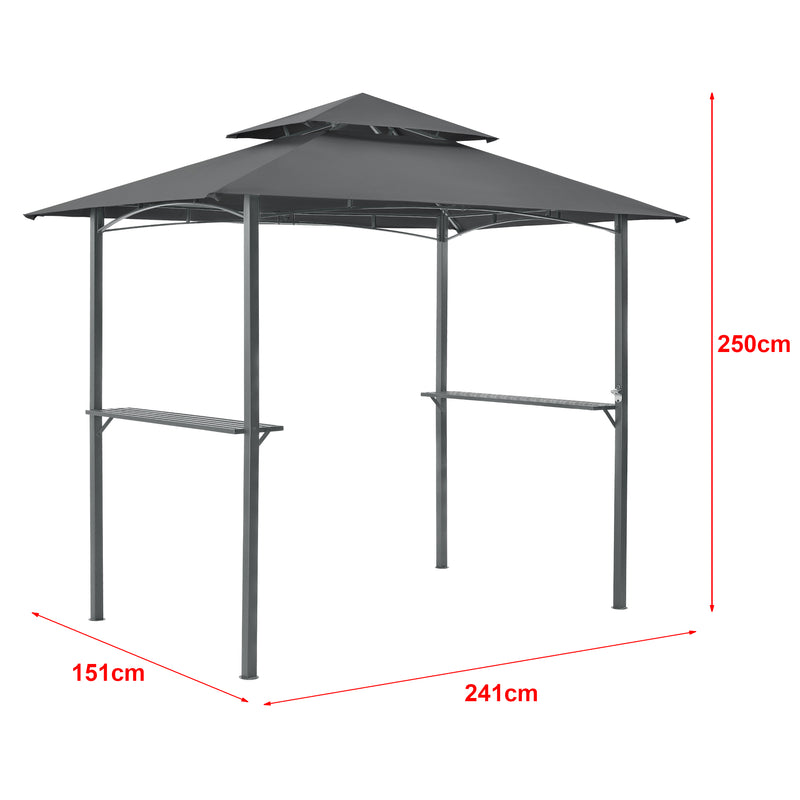 Esquema acotado Gazebo del Pabellón para la Barbacoa Parga 250 x 241 x 151 cm Gris Antracita [en.casa]®