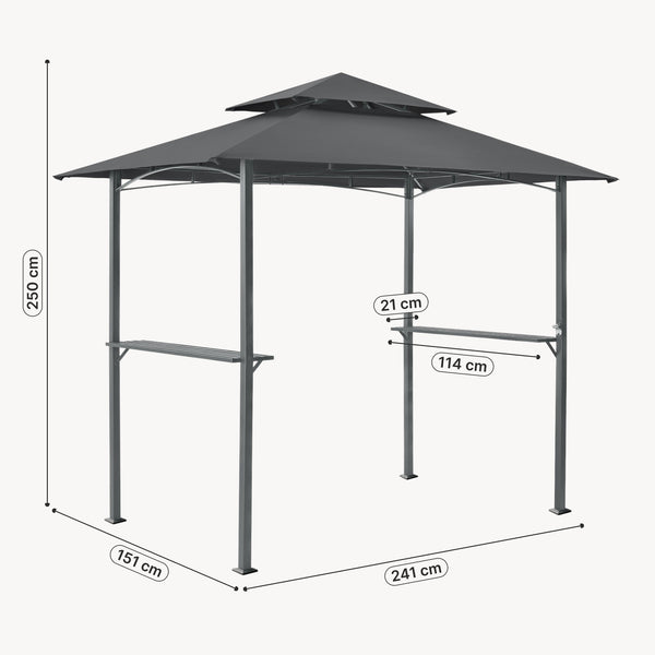 Gazebo del Pabellón para la Barbacoa Parga 250 x 241 x 151 cm Gris Antracita [en.casa]®